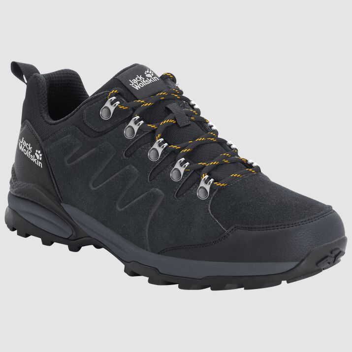 Jack Wolfskin Mens Refugio Texapore Low Hiking Boots Black/Yellow 625879IUE